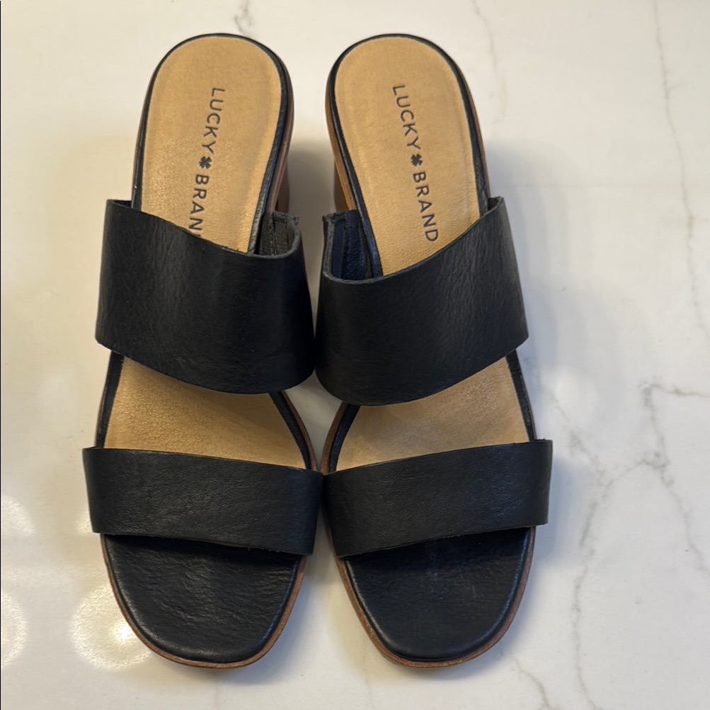 Lucky Brand Size 95 41 Womens Leather Black Sandals